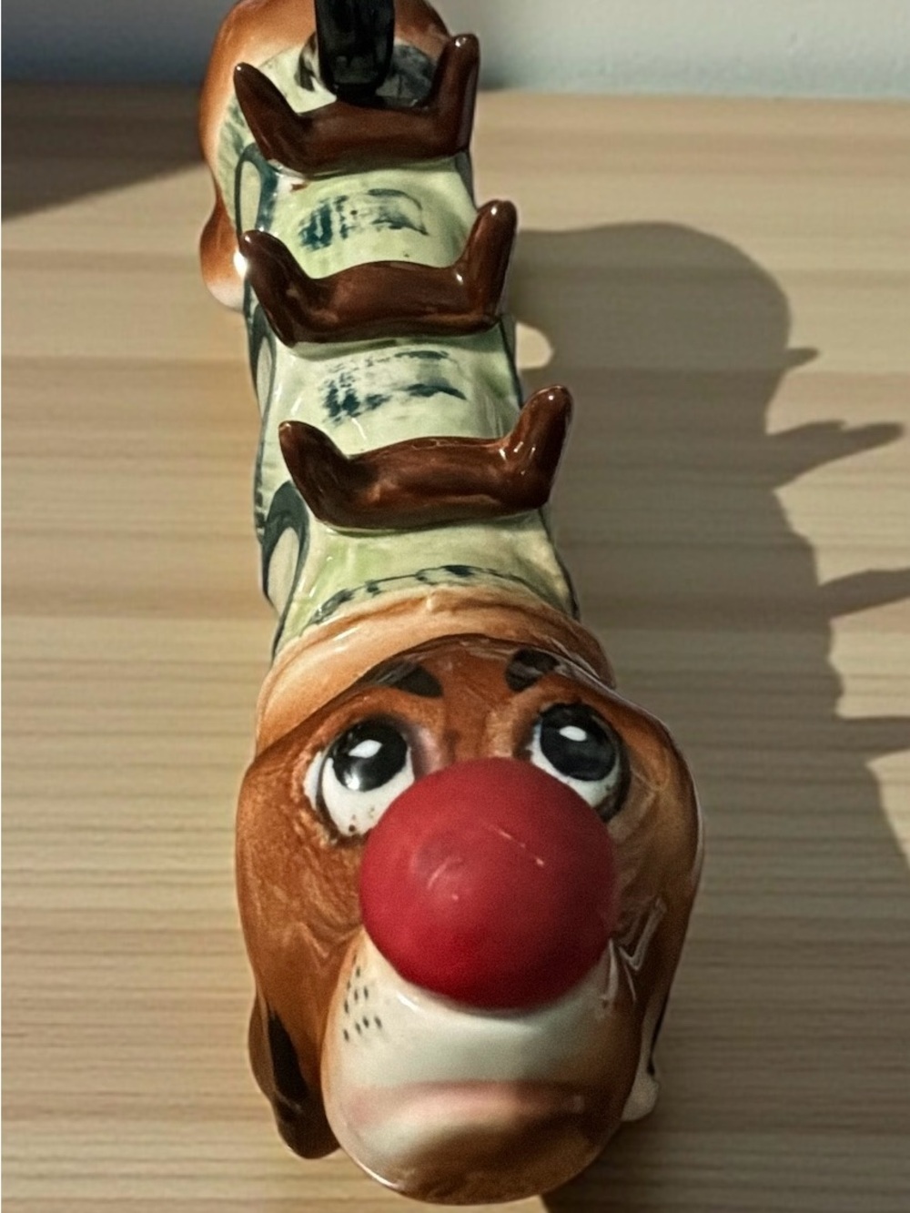 Rare Curious Wiener dog appetizer drink server dachshund mid-century ceramic